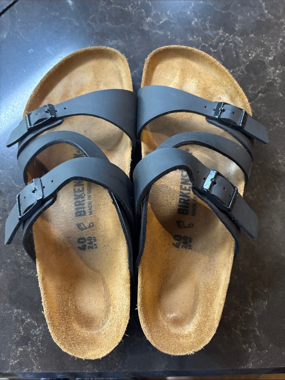 Birkenstock Black Double-Buckle Cork Footbed Sandals